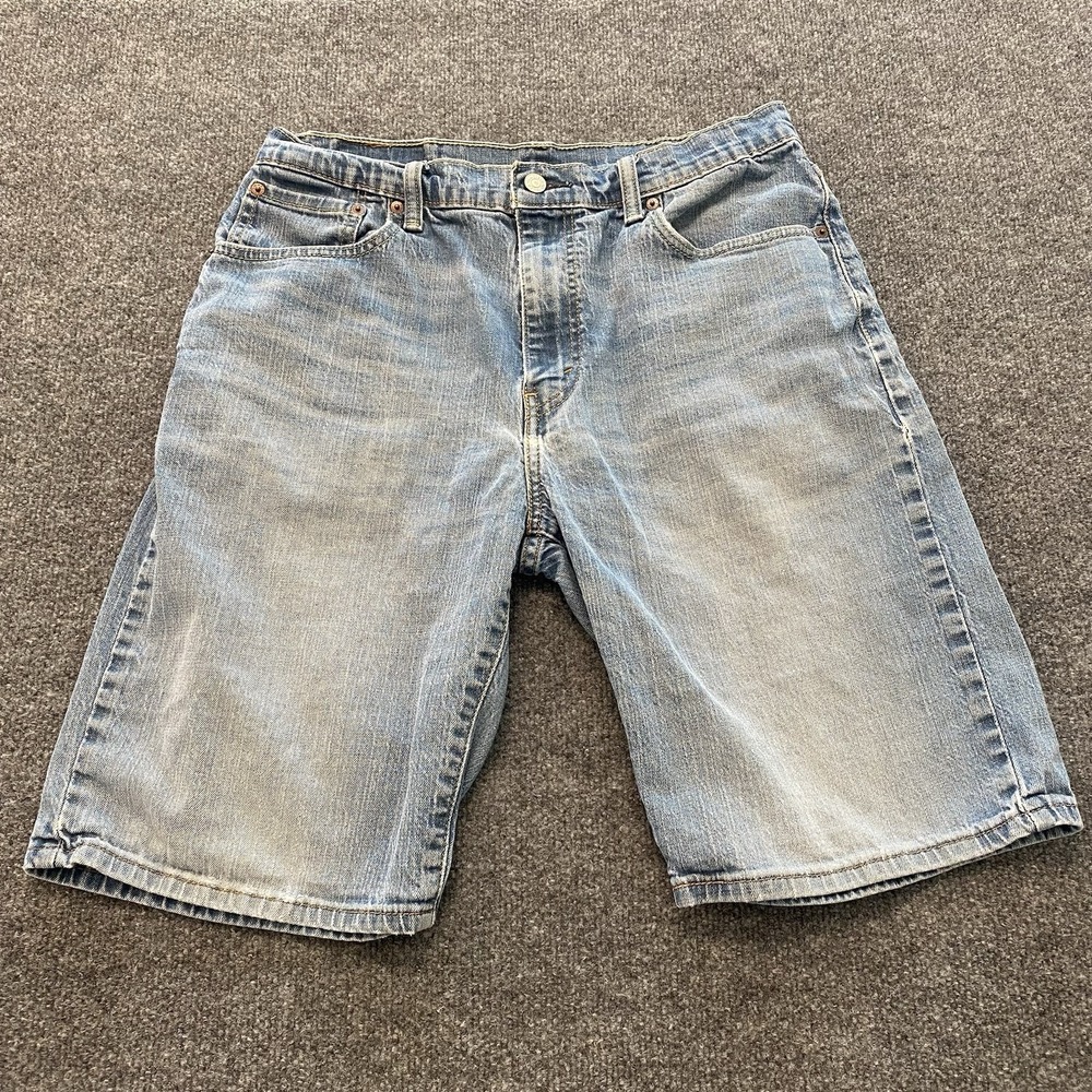 Levis 569 Jean Shorts Mens Size 34 Heavily Faded Distressed Whiskered Jorts